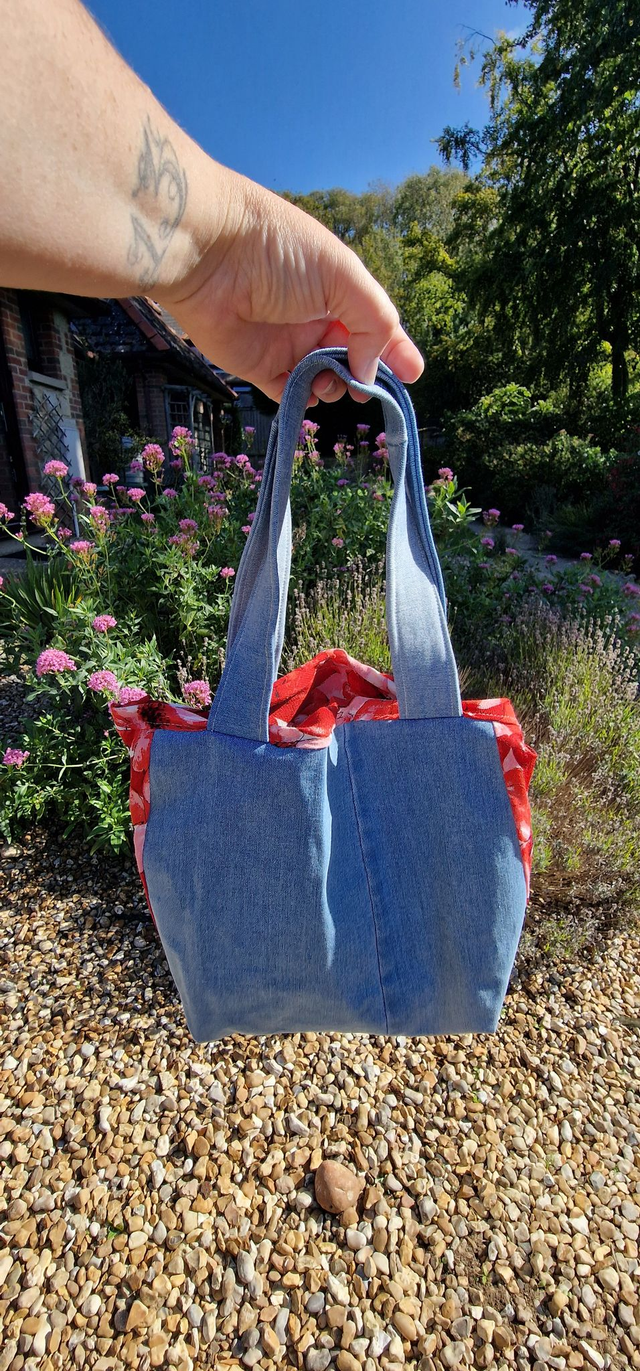 ReLove Reversible Tote – Upcycled Denim &amp; Floral Bag