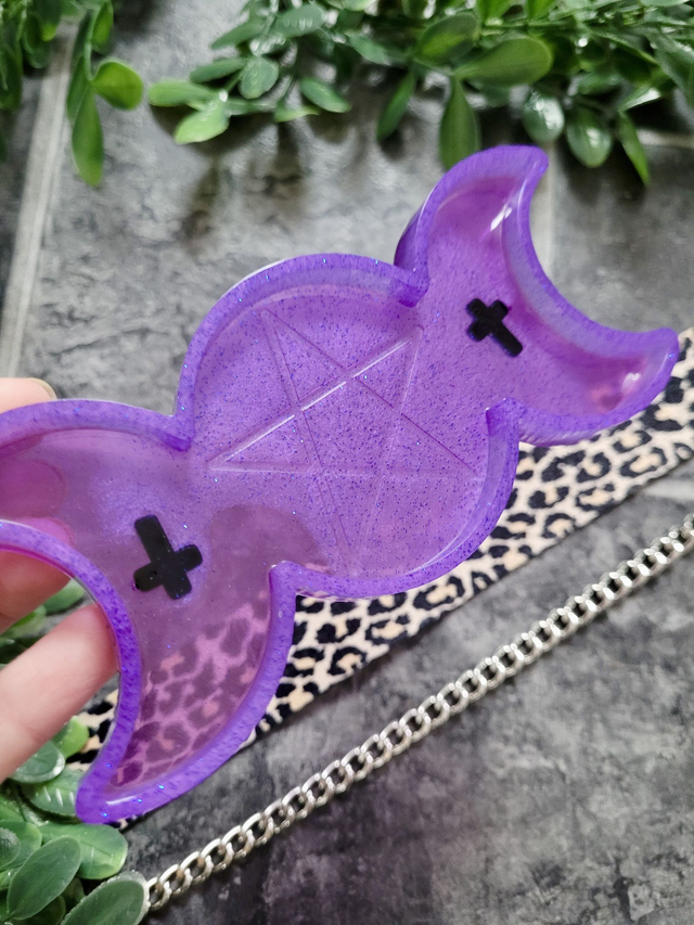 Trinket Tray - Purple Pentacle Triple Moon Phase 