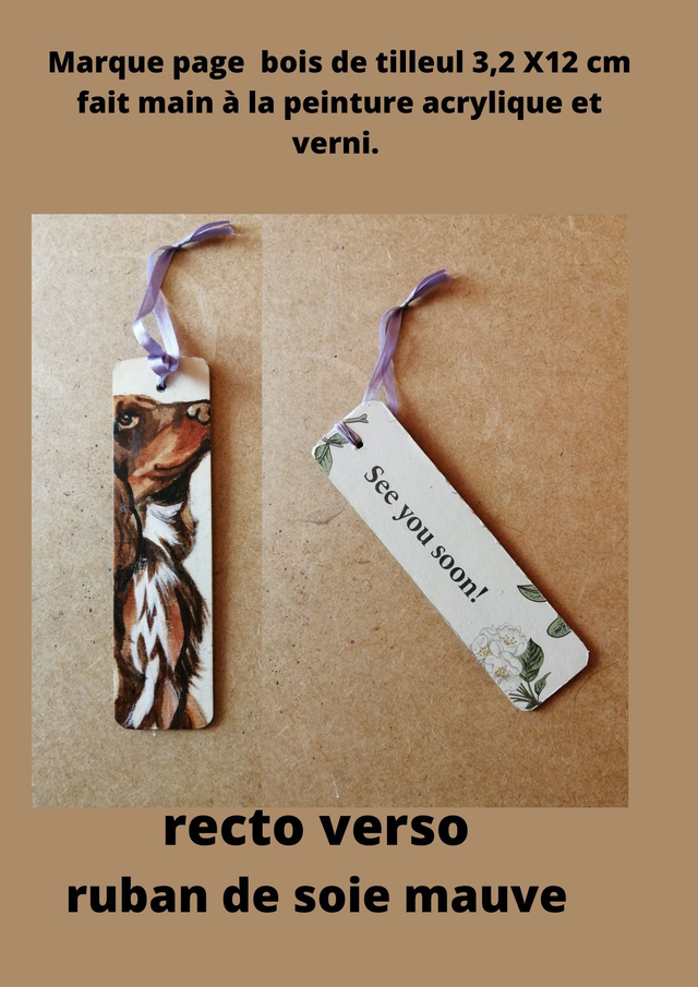 marque page personnalisé en bois peint à la main
