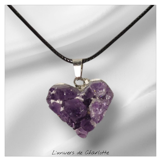 Pendentif &quot;Améthyste brute&quot; coeur PN-201