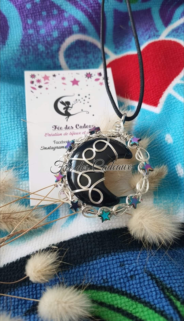 Pendentif "Nuit Étoilée" Tourmaline Noire 