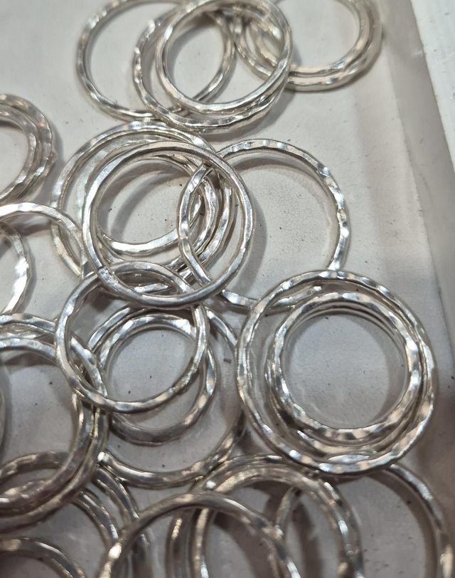 2mm Sterling Silver Ring with Hammered Texture