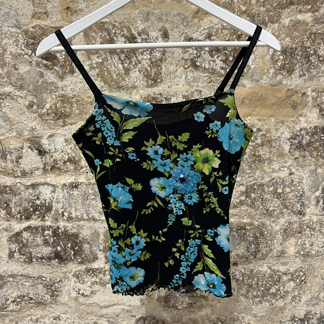 Floral beaded tank top #0200