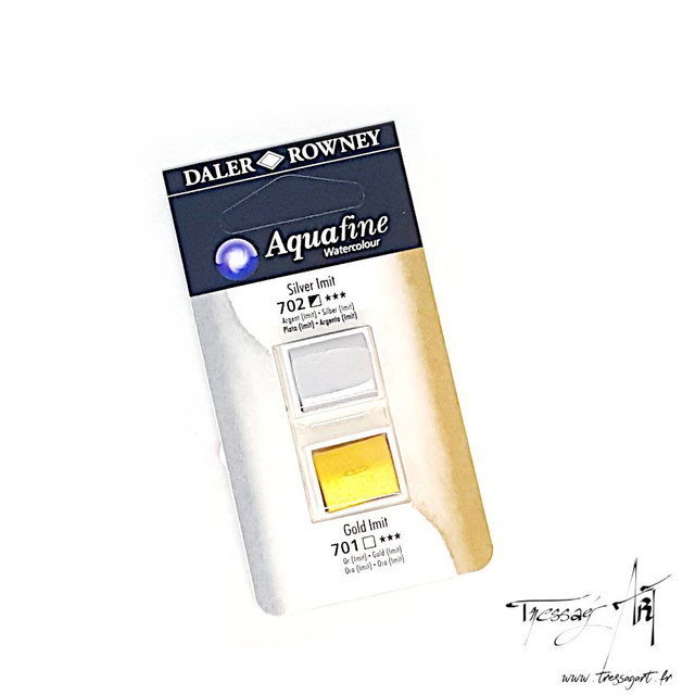 DALER ROWNEY - AQUARELLE DEMI-GODETS par 2 - METAL 702 &amp; 701 - CA002702