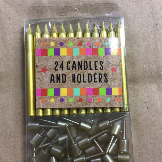 Birthday Candles (24 gold candles and holders) 
