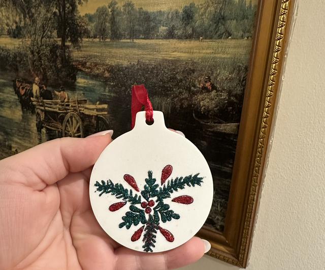 SET OF 4 BOTANICAL GLITTER BAUBLES