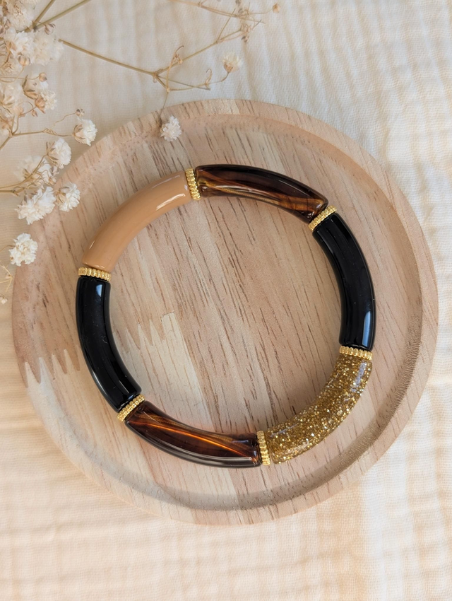 Bracelet jonc Lison noir caramel glitter 
