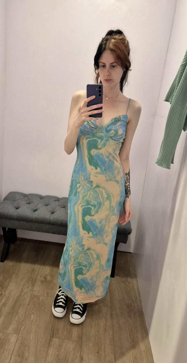 Marble Mesh Midi Dress