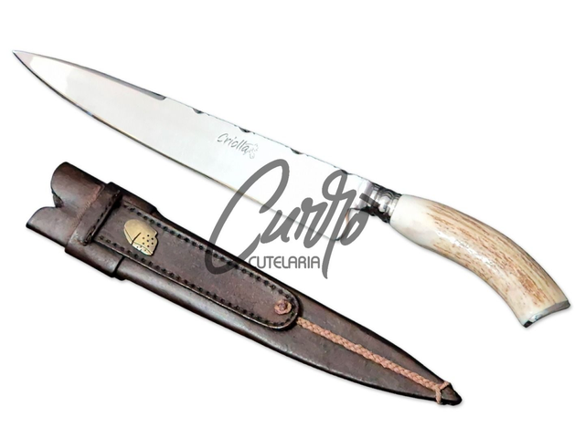 Faca Forjada Criolla Elmo Aço Germany Chifre De Cervo 10 Pol