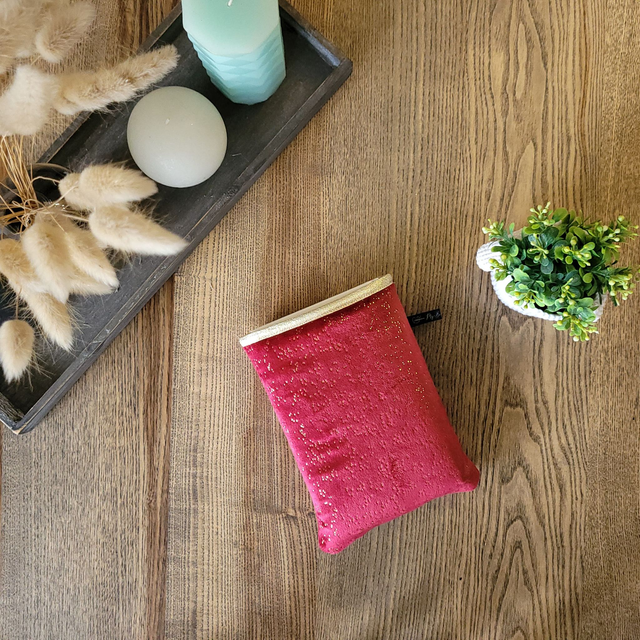 Pochette pour livre Poche : Velours rouge et doré