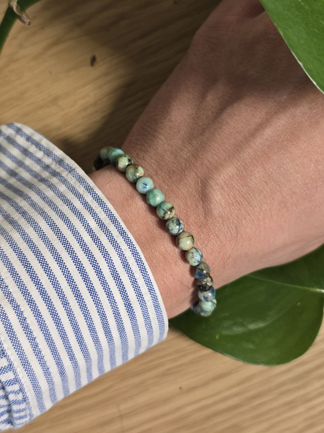 Bracelet Chryscolle Shattuckite, perles de 6 mm, Qualité AB