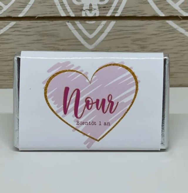 Lot de 10 mini chocolats personnalisés modèle coeur