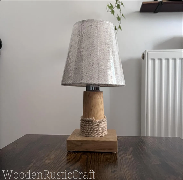 Bedroom Lamp with Rubberwood & Oak Base