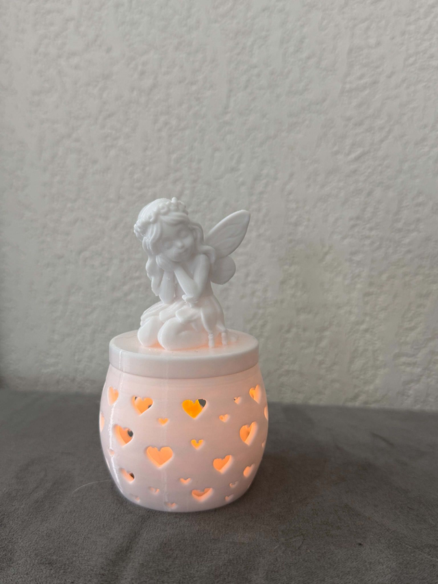 Ange décoratif porte-bougie veilleuse LED