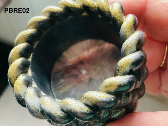 Porte-bougie ou bijoux en résine epoxy NON ALIMENTAIRE noir/gris/or 6x3cm