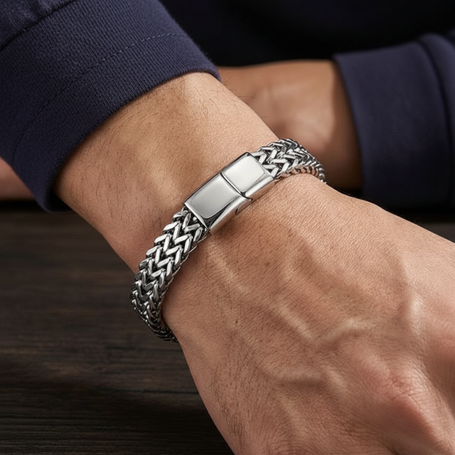 Model T – Vintage RVS Heren Armband - 21 cm