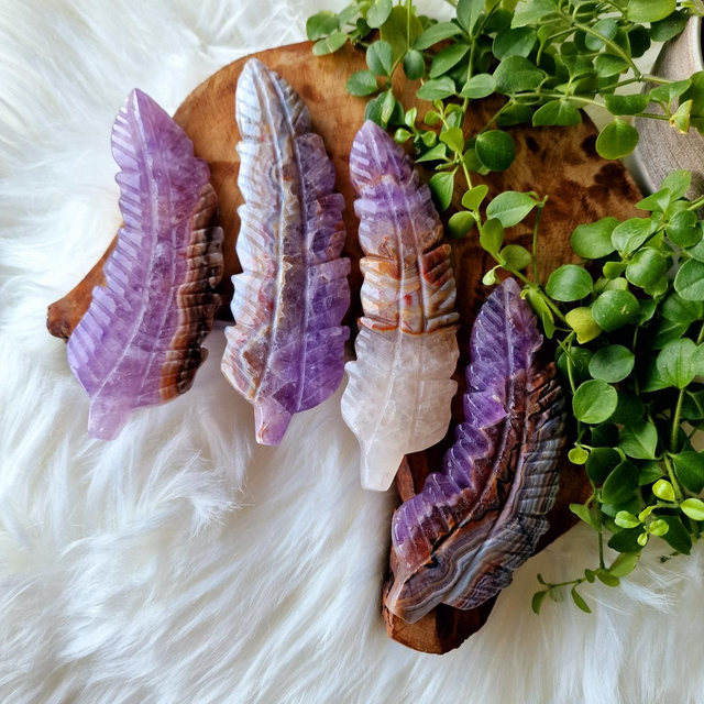 Amethyst Agate Feather - perfectly imperfect 