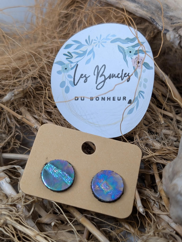 Boucles d&#039;oreilles puces holographique pu089