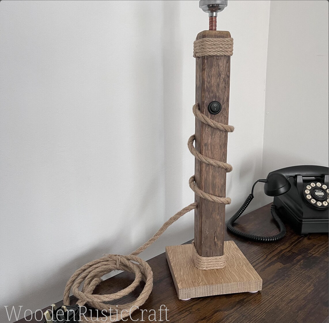 Tall Red Oak & English Oak Table Lamp