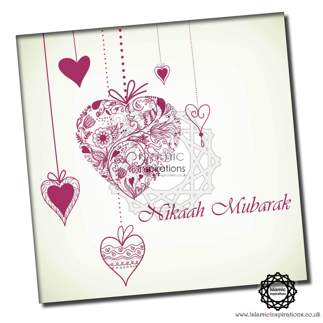 Hot Pink Nikaah Mubarak Greeting Card - WWC022