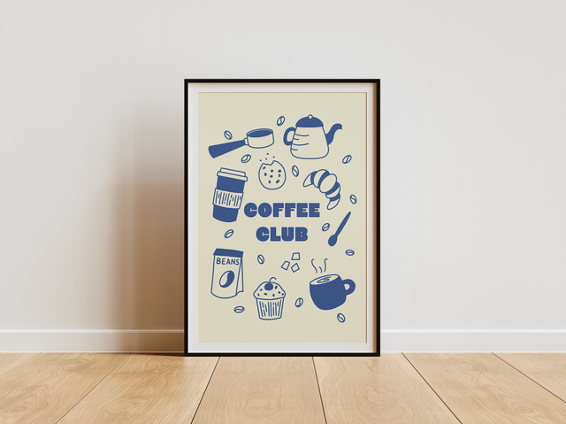 Coffee Club Print - Blue
