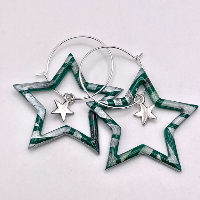 Large green heart hoops