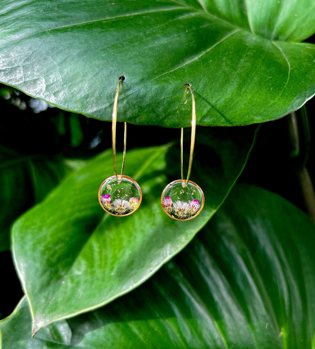 Boucles d'oreilles - Fleurs de radié albumine