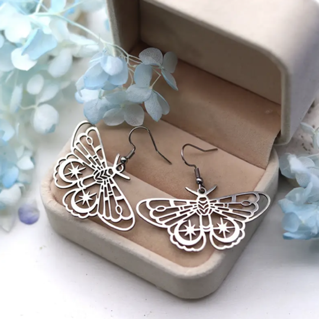 Celestial moth earrings