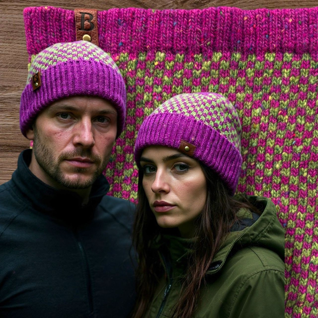 Soft Merino Wool Handmade Unisex Hat and Snood 2 Piece Set (Colour: Fruit Salad)