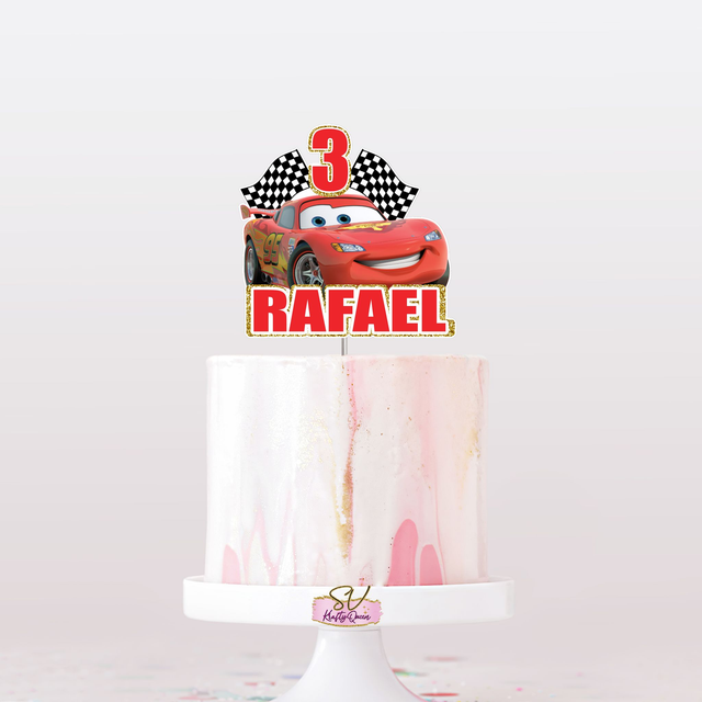 Cake topper thème voiture personnalisée