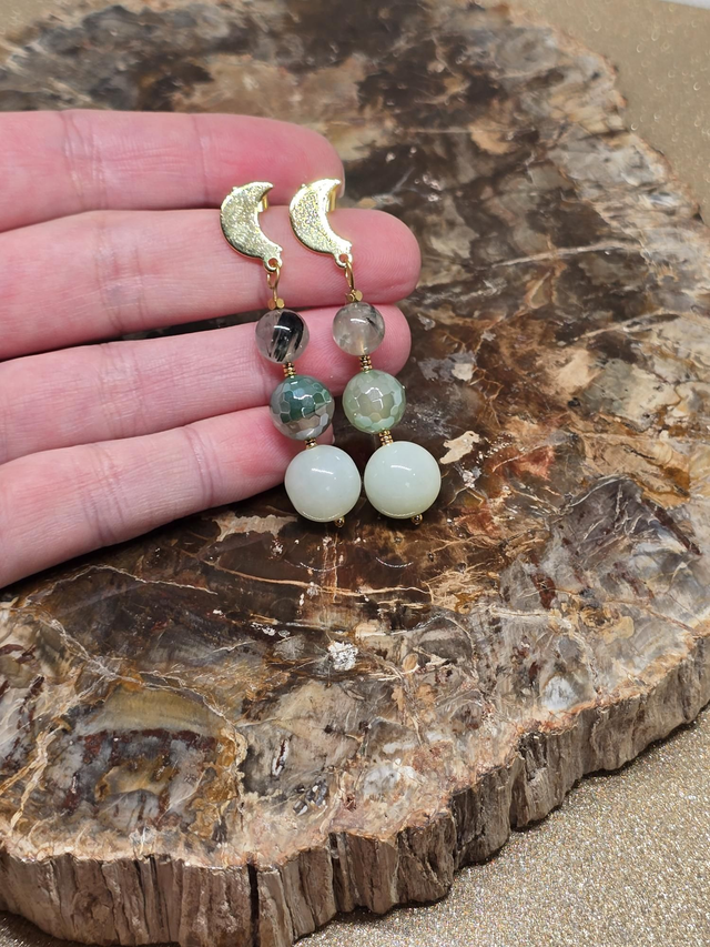 Boucles d'oreilles Jade et Phrénite