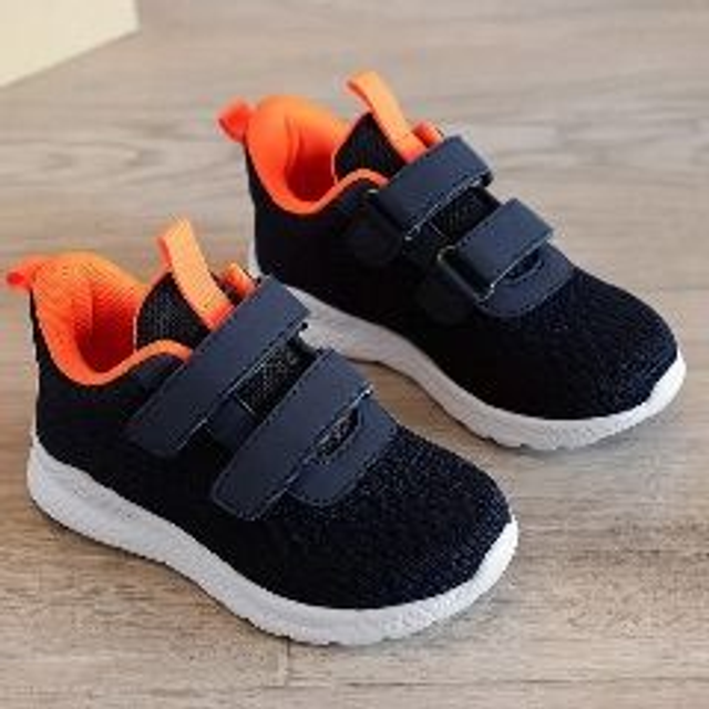 Boys Navy & Orange Velcro Trainers