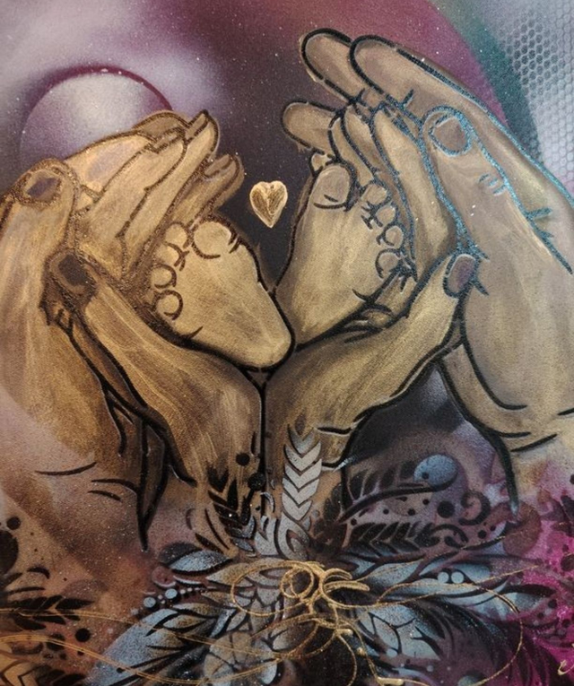 Tableau abstrait famille peinture sur toile