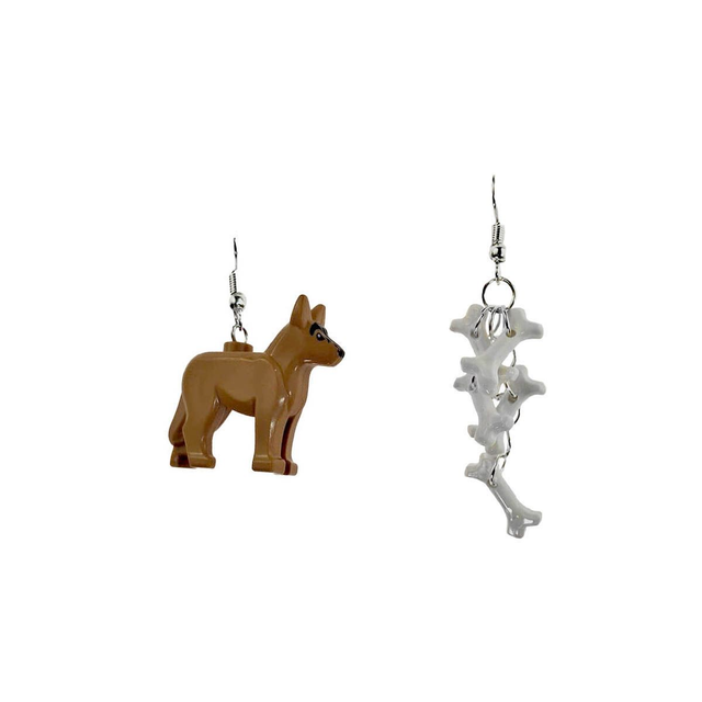 German Shepherd and bones earrings