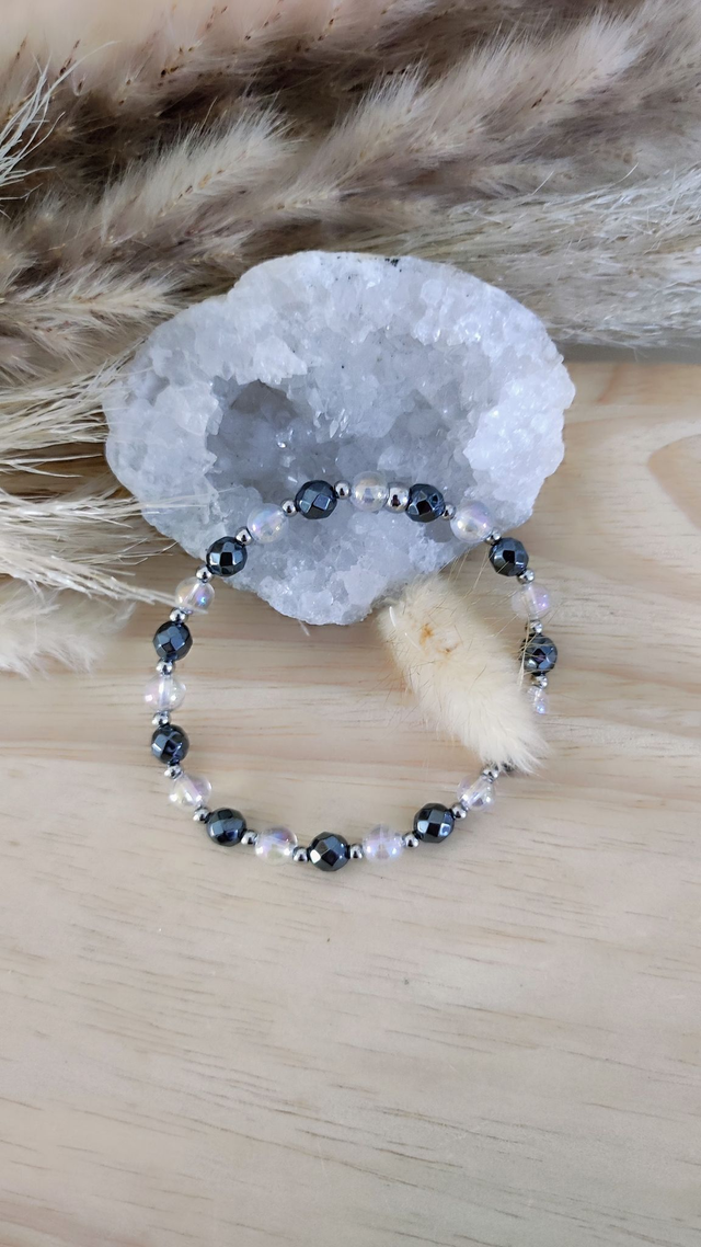 Bracelet "Confiance en soi" Hématite facettée