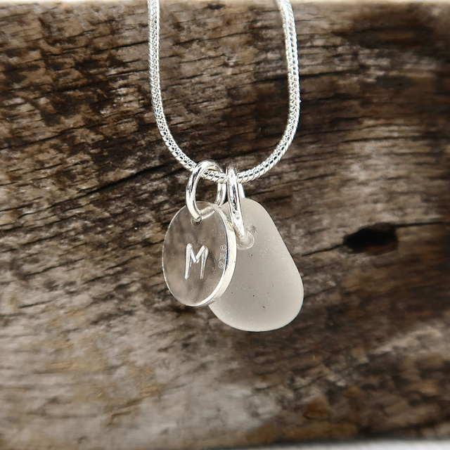 Seaglass and Personalised Charm Necklace