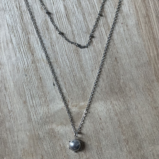 Collier Argenté Double & Pendentif 