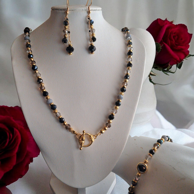 Parure cristal noir
