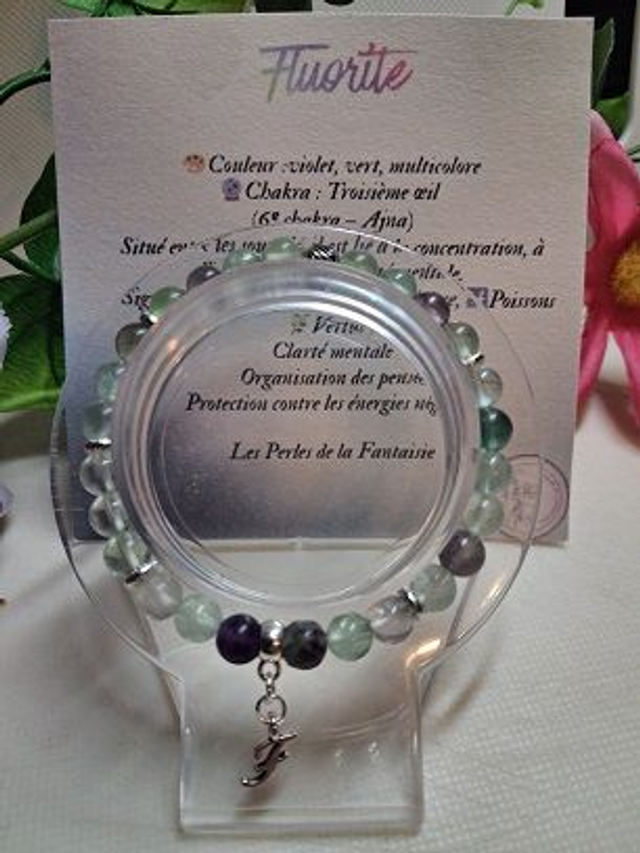  Bracelet en Fluorite + carte chakra incluse