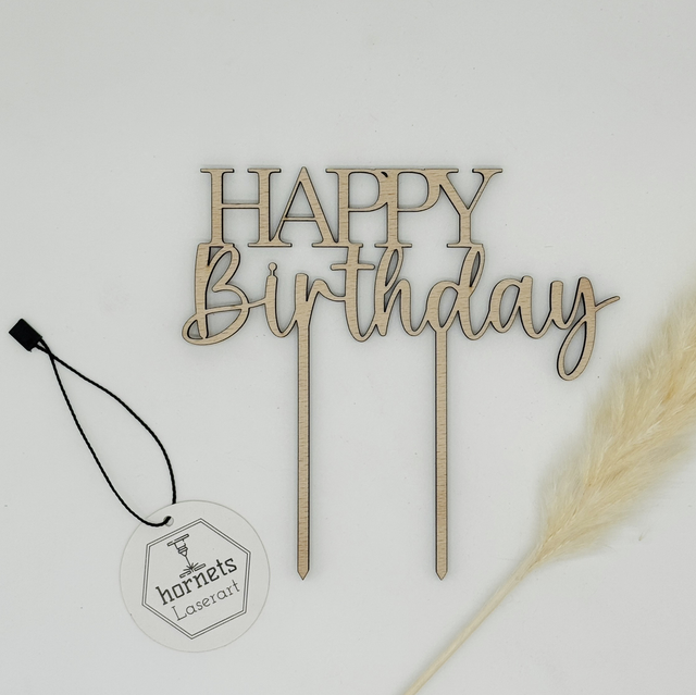 Caketopper Happy Birthday - zweizeiler