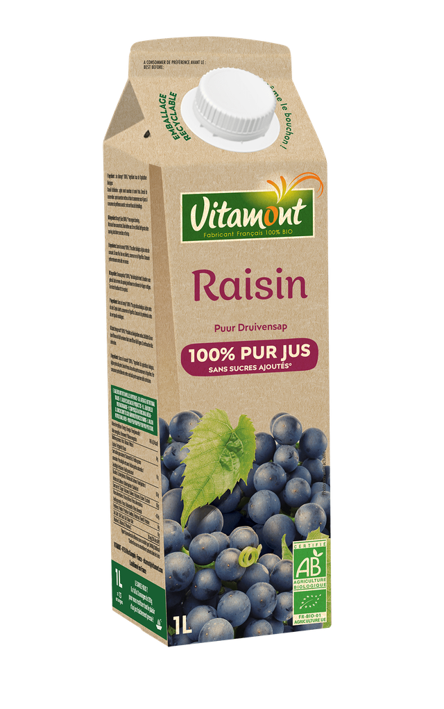 Pur Jus de Raisin Bio 1L Tetra – Vitamont