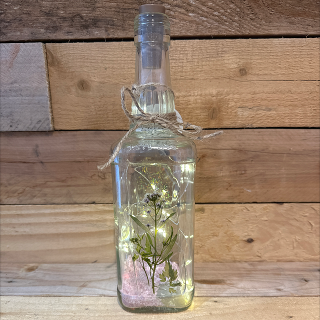 Glass Light Bottle with Pink Detail 