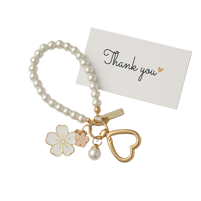 Eleganter Damen-Schlüsselanhänger mit Kirschblüten und Kunstperlen – Stilvolles Accessoire & Geschenkidee