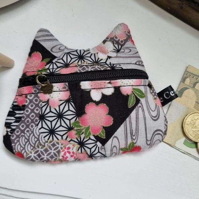 Porte-monnaie/cartes Chat "Miyuki" noir blanc