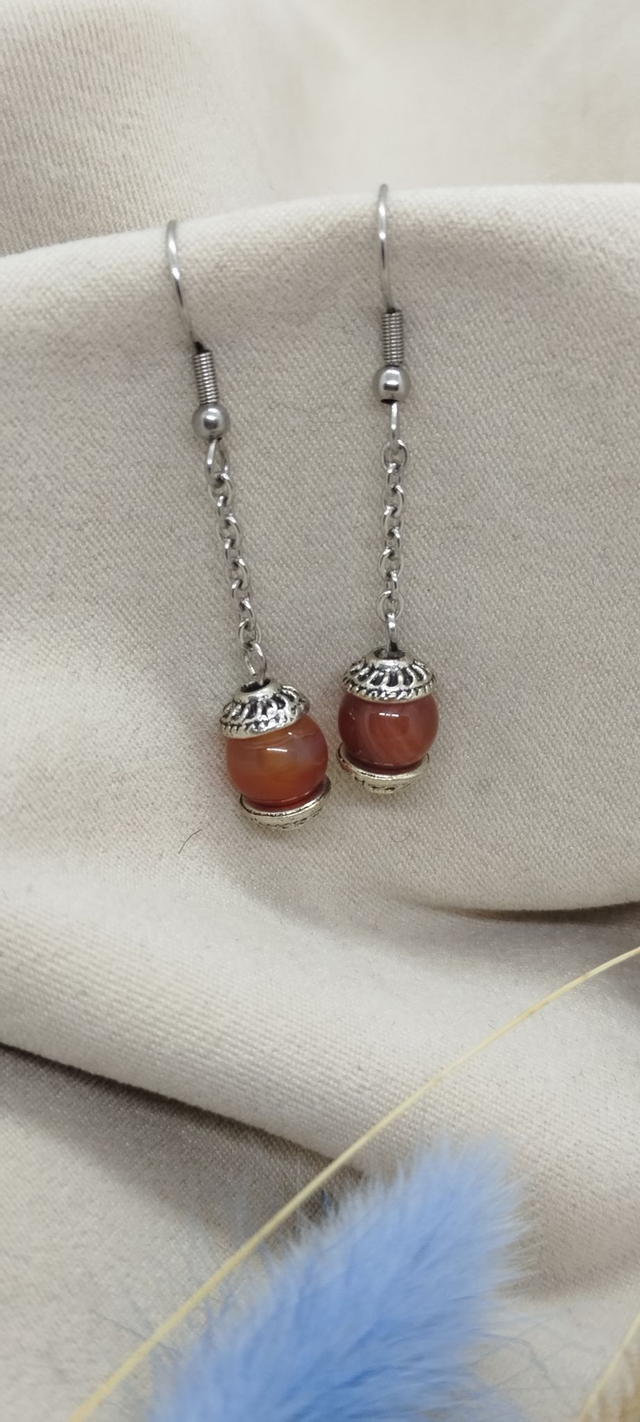 Boucles d'oreilles en pierres naturelles (cornaline) 