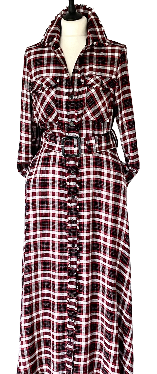 Robe tartan longue rouge &amp; noir - taille 40 (fr)