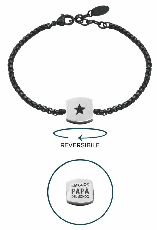 Bracciale in acciaio festa del papà, reversibile , for you jewels