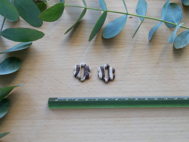 Bloom médium ovales rayés marron/beige