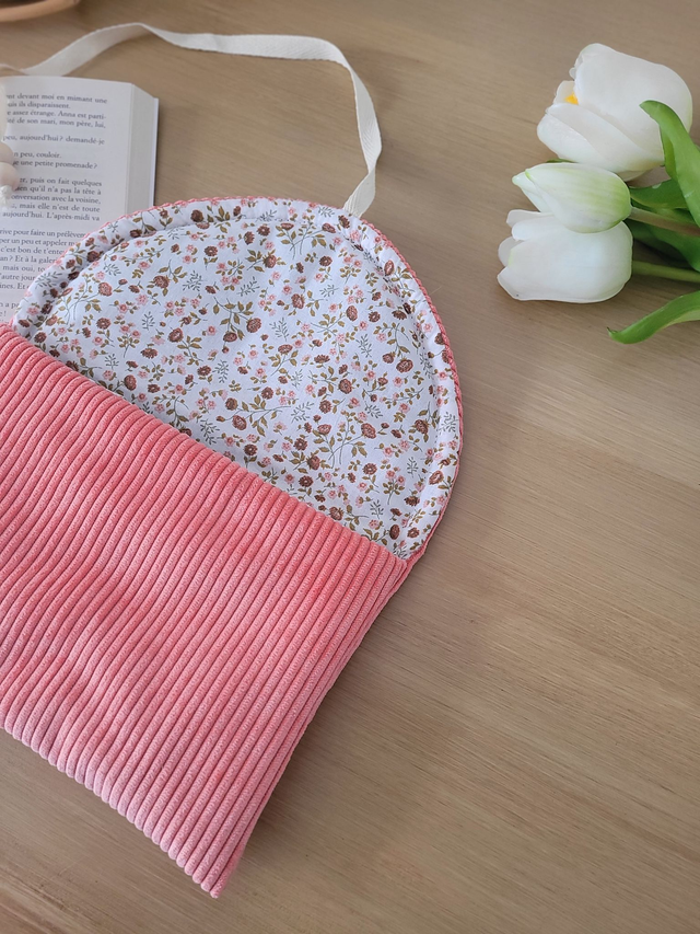 Pochette à livre Zoé velours rose