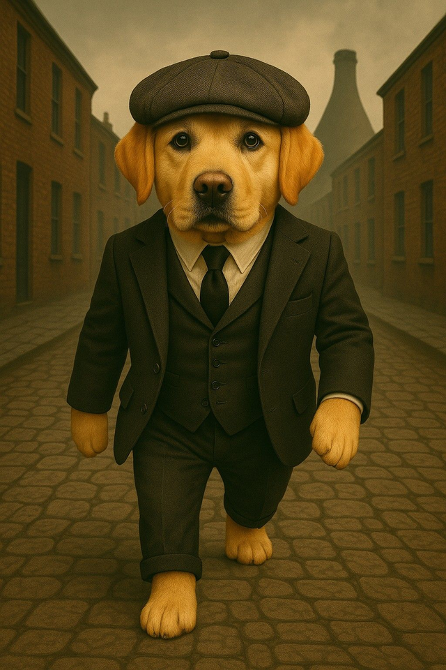 Yellow Labrador Framed Canvas Peaky Pooch